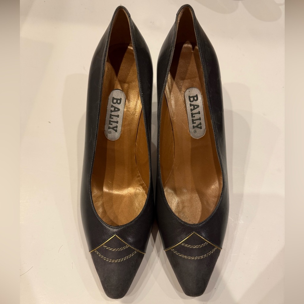 Vintage Bally Charcoal Leather & Suede Heels – Made in Italy!